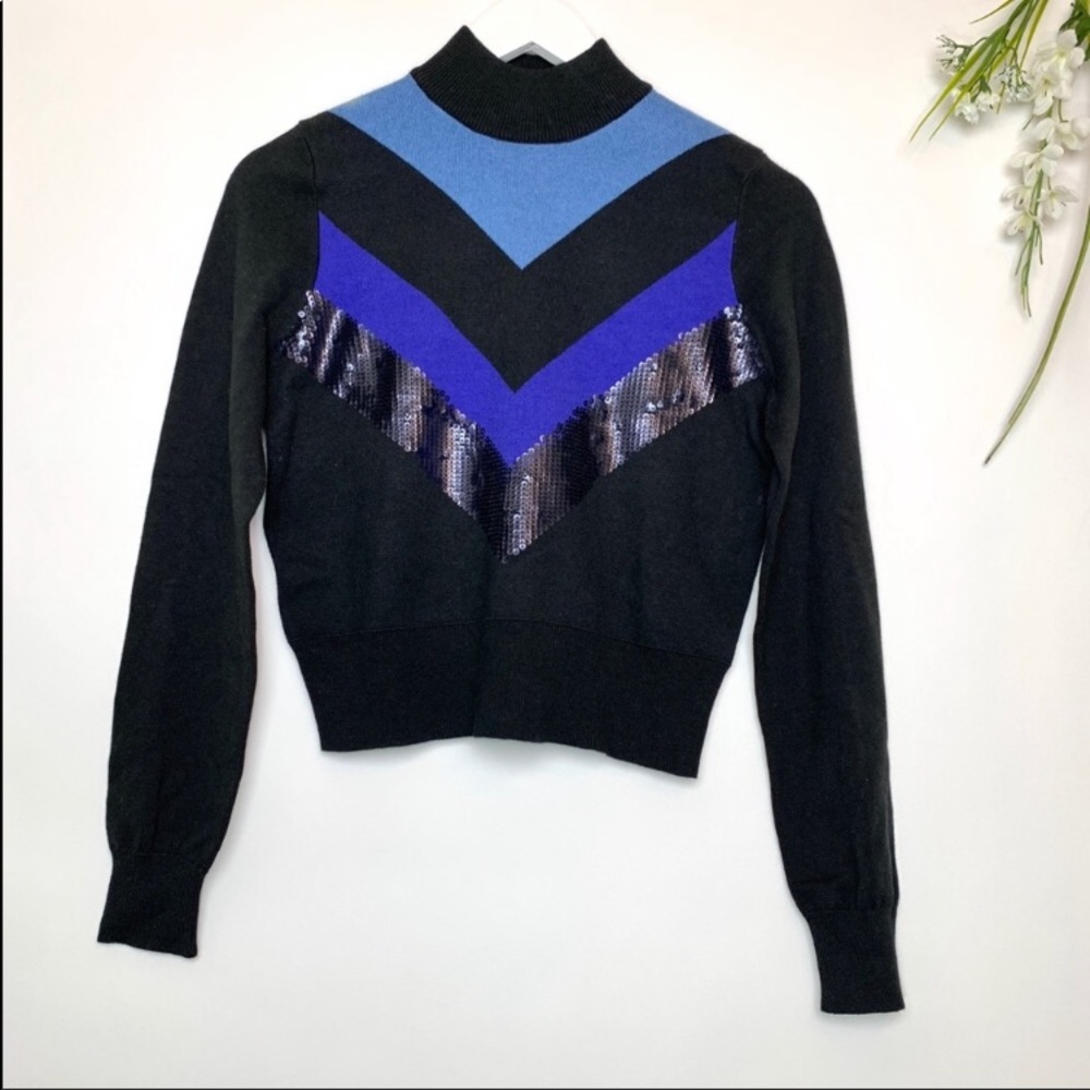Allie & UO sequined mock neck sweater
